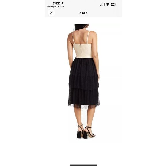 Dress the Population NWT Kady Sequin Tiered Point D'Esprit Dress Medium - Picture 2 of 8